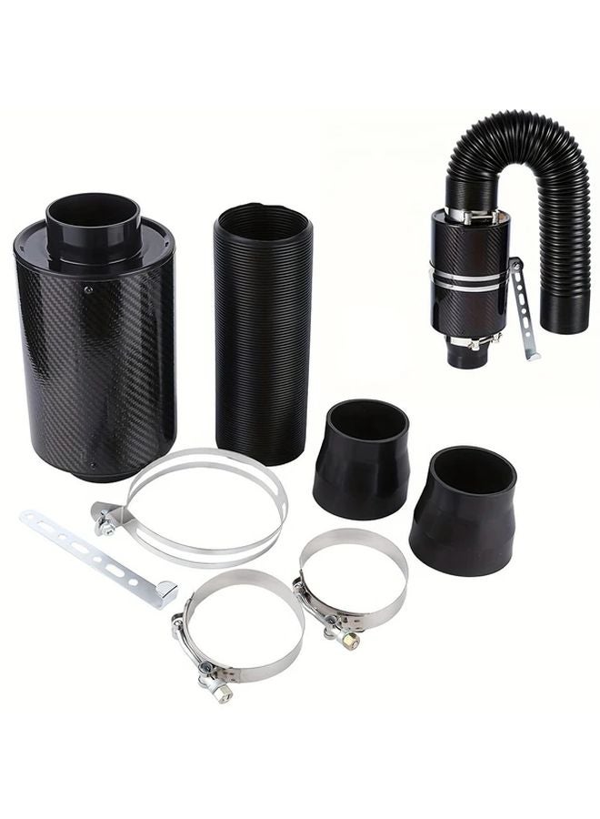 Black Universal High Performance Automotive Air Filter Kit Mushroom Head Carbon Fiber Intake System - Image 4